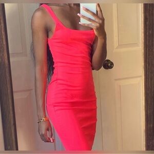 Zara hot pink Midi Dress Sz M